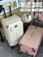Maleta Trolley Kamail Blanca con Rayas Verticales de Neopreno, 4 Ruedas Giratorias, Carcasa Rígida, Candado TSA, Gran Capacidad, Universal y Moderna