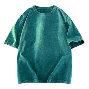 T-shirt pour homme en coton 100% streetwear, 220g par mètre carré, coupe slim, simple épaisseur, vintage, délavé à l'acide, effet soleil. - Product Image 5