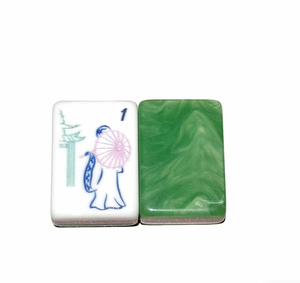 Juego de Fichas de Mahjong Decorativas de Acrílico de Lujo, 3 Capas, Anti-Decoloración, con Rayas Verdes Mármol, con Bolsa, Venta al Por Mayor - Product Image 4