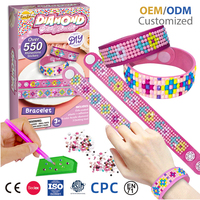 Kit de fabrication de bracelets DIY en strass rose pastel avec autocollants en strass acrylique macaron pour filles, ensemble d'activités artisanales
