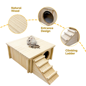 Escondite <span class=keywords><strong>de</strong></span> hámster <span class=keywords><strong>de</strong></span> madera extraíble con escalera-hábitat <span class=keywords><strong>de</strong></span> múltiples ventanas para hámsteres sirios, jerbos y mascotas pequeñas - Product Image 3