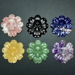 Figurine décorative gothique en <span class=keywords><strong>pierre</strong></span> naturelle sculptée de fleurs et de crânes, idéale pour la guérison et la pratique du Reiki – Vente en gros - Product Image 6
