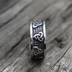 Q395 Stainless Steel <b>Ring</b> Geometric Pattern Unisex Fashion Gift Jewelry <b>Plain</b> Band No Stone - Product Image 6