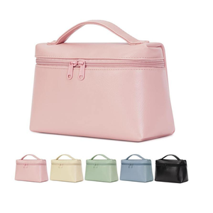 Wholesale Cosmetic Bag Large Capacity Waterproof Vegan Leather Makeup Bag Custom Logo Zipper Closure Beauty <b>Vanity</b> <b>Case</b> - Product Image 2