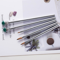 Pinceau à ongles en acrylique pur Kolinsky avec manche argenté de luxe et décoration ananas, logo personnalisé pour ongles en cristal # 14 # 16 # 18