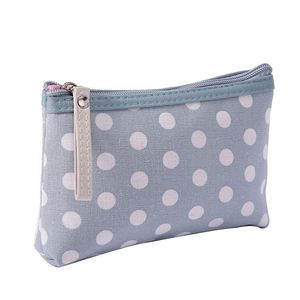 Classic Polka Dot Canvas Zipper Cosmetic Bag <b>for</b> Cards Keys Mobile Phone & <b>Makeup</b> <b>Storage</b> - Product Image 3