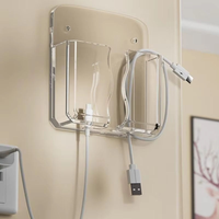 Support mural en acrylique le moins cher pour téléphone, sans perçage, rangement de chevet pour télécommande de téléviseur et de climatiseur