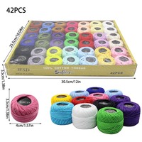 42-Roll 100% katun benang rajut bola Set pola celup jahit silang & bordir benang Kit untuk membuat kerajinan