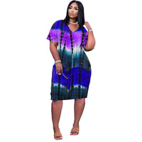 Mode Tie Dye Robes D'été Femmes 2025v-cou Robes Femmes D'été Plus La Taille Robe & Jupes