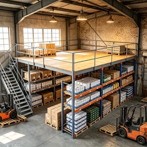 Système d'étagères de mezzanine robuste en acier, revêtu de poudre antirouille, plateforme personnalisée à plusieurs niveaux réglables pour entrepôt - Product Image 3