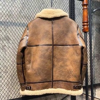 Blouson d'Aviateur Vintage B3 en Cuir avec Fourrure de Mouton Shearling pour Hommes