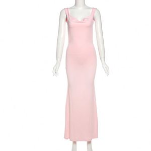 Abito Estivo da <span class=keywords><strong>Donna</strong></span> Aderente e Fasciante a Tinta Unita con Spalline Sottili, Schiena Scoperta e Grande Fiocco Posteriore - Product Image 6