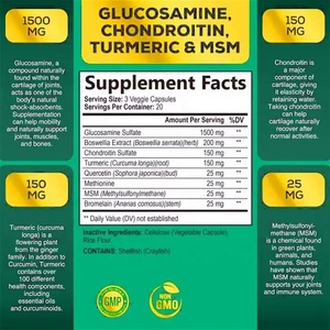 Complément alimentaire pour la santé des articulations, capsules de glucosamine et chondroïtine avec chondroïtine et MSM, favorise la structure saine des articulations - Product Image 3