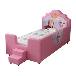 Cama de madera maciza de diseño para bebé con combinación de costuras de barandilla de seguridad Cama de cuero Parachoques pequeño Cama de cuna para bebé - Product Image 5