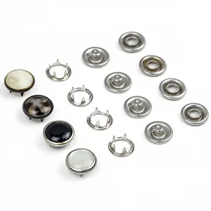 OEM Garment Accessories Zinc Alloy Cover Custom Baby Snap Button Press Metal Prong Pearl Ring Snap Button