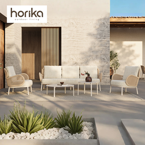 Set di lusso moderno divano da giardino per il tempo libero in alluminio terrazza impermeabile Patio corda tessitura Patio esterno divano Set - Product Image 1