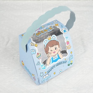 กล่องกระดาษของขวัญเค้กใสพิมพ์ลายสำหรับวันเด็กกล่องกระดาษของขวัญเค้กวันเกิดสำหรับเด็กทารกชายและหญิงพร้อมช่องหน้าต่างและที่จับหนัง - Product Image 2
