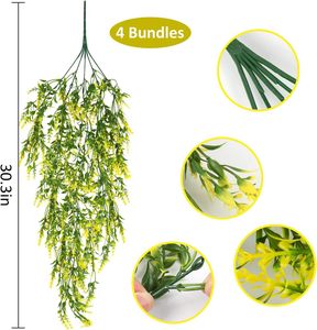 Lifelike Yellow Purple Green Decorative Faux Leaves <b>Plastic</b> Artificial Hanging <b>Plant</b> Vines for Indoor Shop Home Decoration - Product Image 2