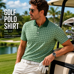Polo de Golf Jacquard Verde Premium Personalizado para Hombre, Ropa Corporativa de Marca Privada con Tecnología de Absorción de Humedad, OEM - Product Image 1