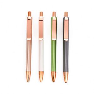 Morandi Color Aluminum Click Gel Ink <b>Pen</b>, Rose <b>Gold</b> Trim Slim Metal Retractable Signing <b>Pen</b> Custom Logo for Office Student - Product Image 1
