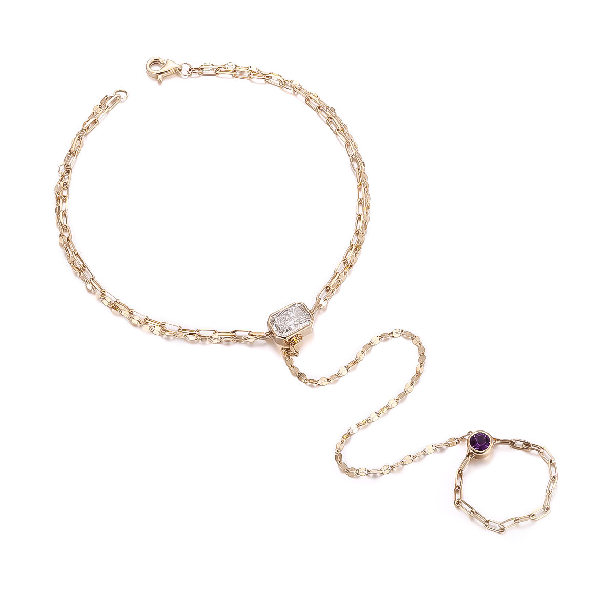 Bracelet en or massif 10 carats, véritable or de laboratoire.