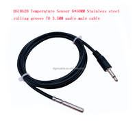 Sensor de temperatura NTC DS18b20 6*50MM ranura rodante de acero inoxidable a Cable macho de Audio de 3,5 MM cable abierto