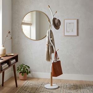 Porte-manteau sur pied en bois massif <span class=keywords><strong>de</strong></span> haute qualité, couleur blanc <span class=keywords><strong>Arles</strong></span>, avec structure métallique - Product Image 3