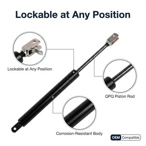Vérin à gaz verrouillable avec connexion de type œillet, corps en acier pour mobilier, tige de piston QPQ résistante à la corrosion, modèle compatible OEM - Product Image 1