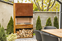 Corten – foyer extérieur extra large en acier, en fonte, chauffages à bois, biocheminée, cheminée écologique