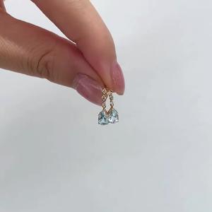 Boucles d'oreilles en argent pur S925 avec diamant bleu mer, larme de sirène, style rétro palais, design aquatique haut de gamme, bijoux fins pour femmes - Product Image 3