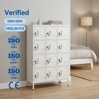 Casier de rangement moderne en acier blanc à 12 portes avec serrure à clé, armoire métallique verrouillable pour l'école et l'hôpital