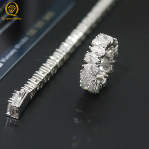 Hiphop Style Wearing High Clarity Diamond Unisex Tennis <b>Necklace</b> Platinum Pear Shape Lab Grown Diamond with IGI Certificate - Product Image 2