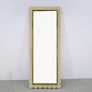 Scalloped Wooden Framed <b>Mirror</b> <b>Rectangle</b> Modern Design Freestanding Home Decor - Product Image 1