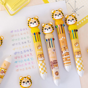 Graziosa penna a sfera a dieci colori tigre, pennarello per conto manuale, penna a sfera universale con 10 carte colorate - Product Image 2