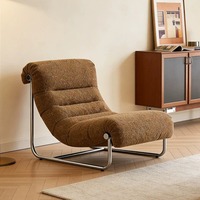 Fauteuil inclinable décontracté haut de gamme en acier inoxydable style Bauhaus, rétro et minimaliste, idéal pour les salons et les bureaux à domicile