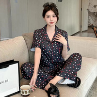 Pakaian Tidur Wanita 2 Potong Lengan Panjang Warna Sesuai Pesanan MOQ Rendah, Bahan Sutra Satin Nyaman, Desain VS Piyama