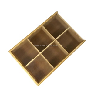6 Compartments Natural Bamboo Tea Bag Storage Box with Clear Sliding Lid