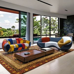 Bộ ghế <span class=keywords><strong>sofa</strong></span> mô đun chất liệu vải cao cấp phong cách biệt thự sang trọng trừu tượng Picasso Elements, đệm mút, dành cho phòng khách - Product Image 3