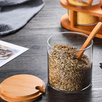 Ensemble de pots à épices en bambou avec plateau, cuillère et couvercle, organisateur de cuisine avec emballage en boîte