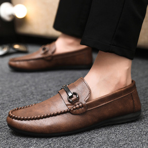 Mocassini da Uomo Casual Slip-On Nuova Collezione Estiva in Pelle Microfibra Marrone/Nero con Suola Morbida e Traspirante Leggera Antiscivolo - Product Image 5