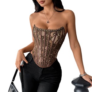 KISS ME <span class=keywords><strong>ANGEL</strong></span> Top Corto Estivo <span class=keywords><strong>Sexy</strong></span> con Motivo a Lisca di Pesce per Donne, Top Senza Schienale alla Moda con Inserti in Pizzo Trasparente, Leggero e Sottile - Product Image 5