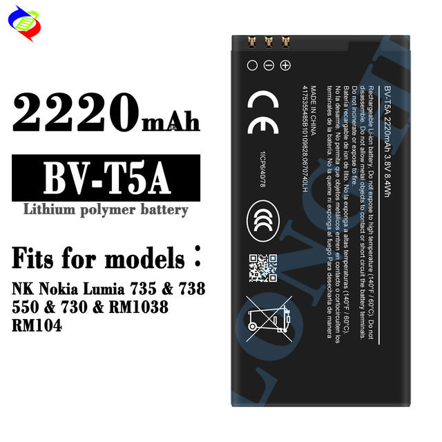 Oem Cell Phone Replacement Battery BV-T5A for Nokia Lumia 735  738550 730 RM1038 RM104