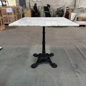 Lifepursue Bistro - <span class=keywords><strong>Table</strong></span> en marbre véritable avec pieds en <span class=keywords><strong>fonte</strong></span> vintage - Mobilier commercial de haute qualité - Product Image 4