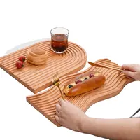 Vassoio da tavola per Dessert da pane Design geometrico creativo posizionamento bordo superficie curva stampo d'arte realizzato in bambù e noce