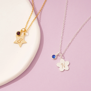 Collier personnalisé en acier inoxydable avec pendentif en forme de cœur, d'étoile, de fleur, de couronne, de papillon, gravable avec initiales et pierre de naissance, <span class=keywords><strong>cadeau</strong></span> pour <span class=keywords><strong>maman</strong></span> - Product Image 5