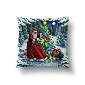 Neue Kissen bezug Leuchten Kissen Led Frohe Weihnachten Glow Throw Light Kissen bezug Super Soft Home Use Dekorative Kissen bezüge