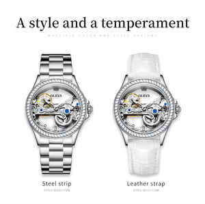 Per OLEVS 6699 donna Logo personalizzato orologio meccanico scheletro cinturino in acciaio chiaro automatico Tourbillon quarzo basso Casual orologio da donna - Product Image 3
