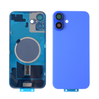 Remplacement de Vitre Arrière OEM pour iPhone 16/16 Plus, Verre Arrière Design Barre avec Cadre, Plaque Métallique et Anneau Magnétique