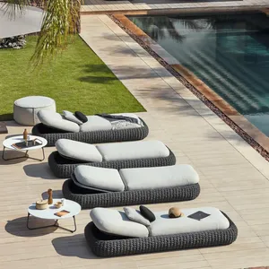 Mobiliário ao ar livre rattan tecelagem praia piscina impermeável proteção sol espreguiçadeira cadeira hotel club villa luxo espreguiçadeira