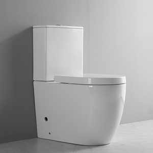 Ensemble WC moderne européen à double chasse, sans bride, à évacuation verticale, en céramique, avec siphon en P, certifié Watermark australien, deux pièces - Product Image 1